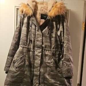 Torrid Camouflage Utility Jacket with Faux Fur Hood